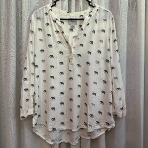 G.H. Bass & Co. Long Sleeve Elephant Blouse